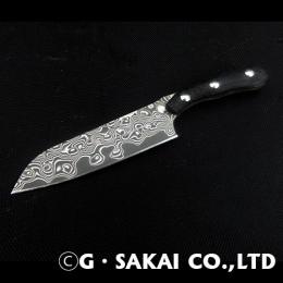 Minature Damascus Kitchen knife Santoku 