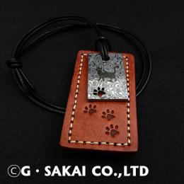 D001 Damascus necklace leather tag SAND CAT