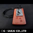 D001 Damascus necklace leather tag SERVAL CAT